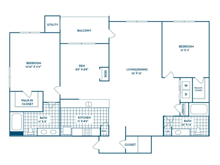 Cincinnati apartments for rent - image - 2 Bedroom | 2 Bath | 1414 SF