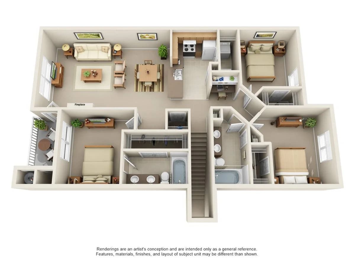 Cincinnati apartments for rent - image - 3 Bedroom | 2 Bath | 1341 SF | Attached Garage Available