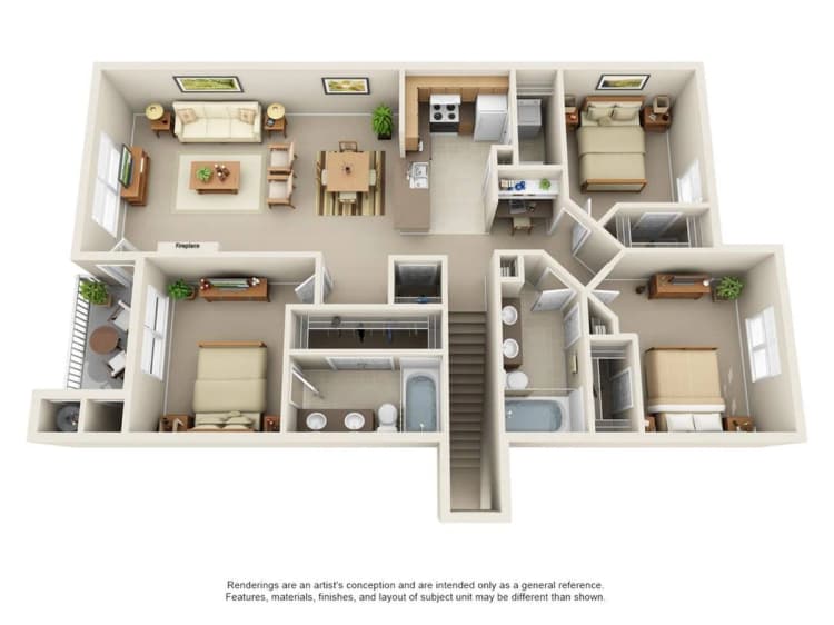 Cincinnati apartments for rent - image - 3 Bedroom | 2 Bath | 1341 SF | Attached Garage Available