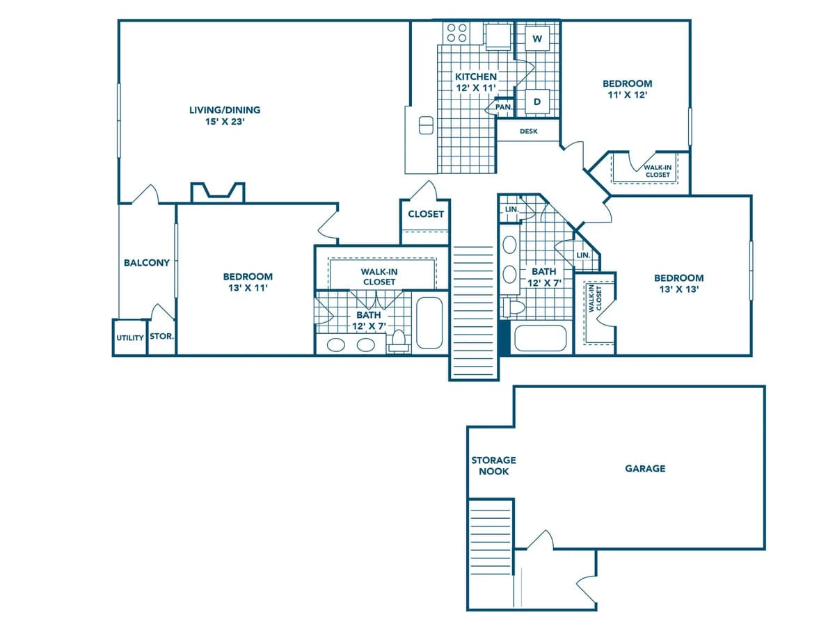 Cincinnati apartments for rent - image - 3 Bedroom | 2 Bath | 1341 SF | Attached Garage Available