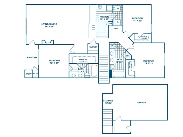 Cincinnati apartments for rent - image - 3 Bedroom | 2 Bath | 1341 SF | Attached Garage Available