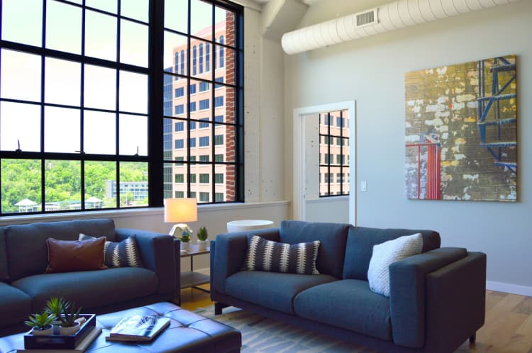 Cincinnati apartments for rent - image - Living area featuring large windows