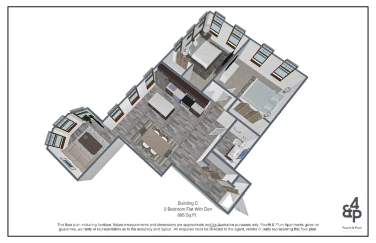 Cincinnati apartments for rent - image - 4th and Plum- BldgC 2BR Flat+Den floor plan061323012447704390.jpg