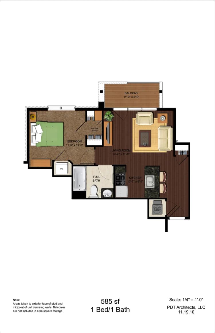 Cincinnati apartments for rent - image - 65 West 1BR Floor Plan.jpg
