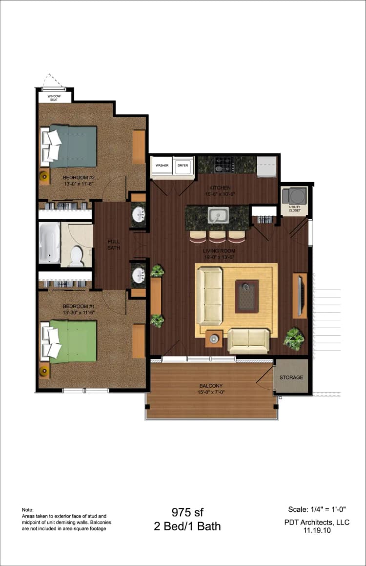 Cincinnati apartments for rent - image - 65 West- 2BR floor plan.jpg