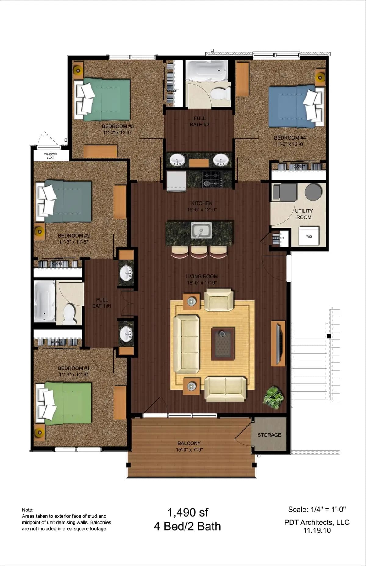 Cincinnati apartments for rent - image - 65 West- 4BR floor plan.jpg