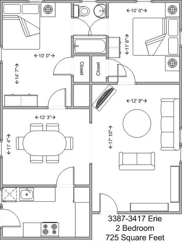 Cincinnati apartments for rent - image - Ravenswood- 2BR Model A floor plan.jpg