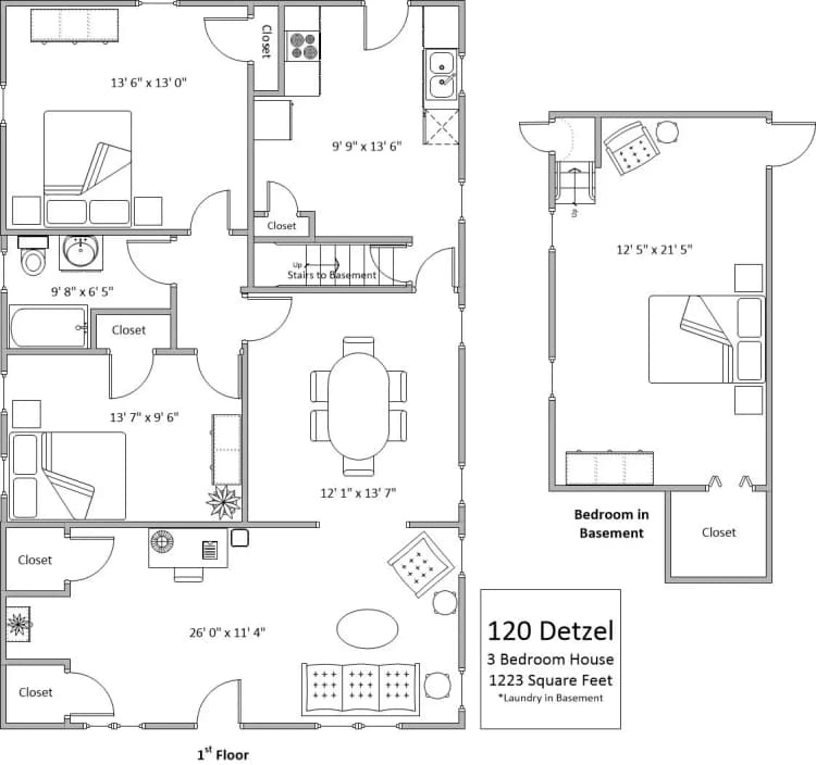 Cincinnati apartments for rent - image - 120 Detzel- Floor plan.jpg