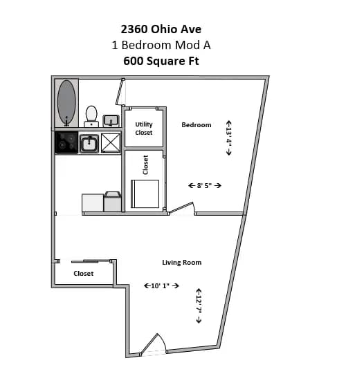 Cincinnati apartments for rent - image - 2360 Ohio 1 BR Mod A.png