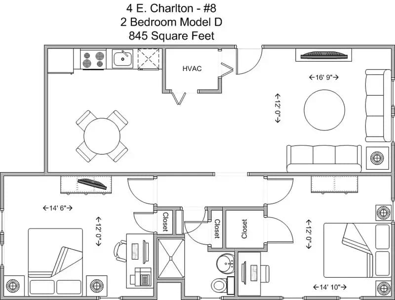Cincinnati apartments for rent - image - 4 E. Charlton- 2BR Model D floor plan.jpg