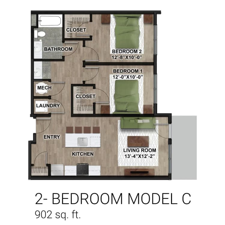 Cincinnati apartments for rent - image - 2630 SV 2BR Model C.jpg