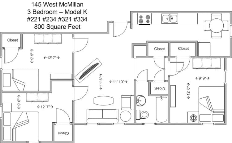 Cincinnati apartments for rent - image - 145 W 3BR Model K 221 234 321 334.jpg