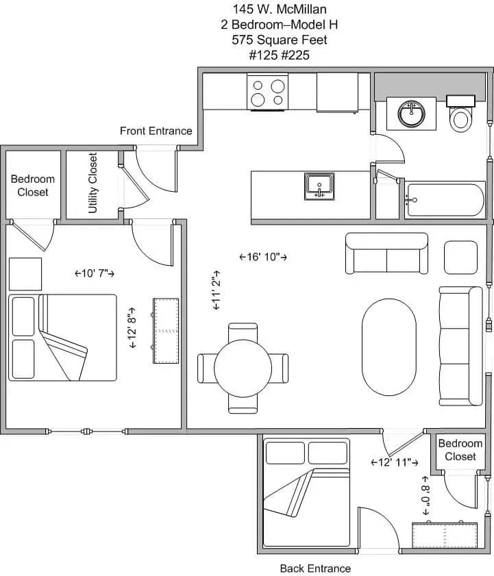 Cincinnati apartments for rent - image - 145 W McMillan 2 BR Model H 125 225.jpg