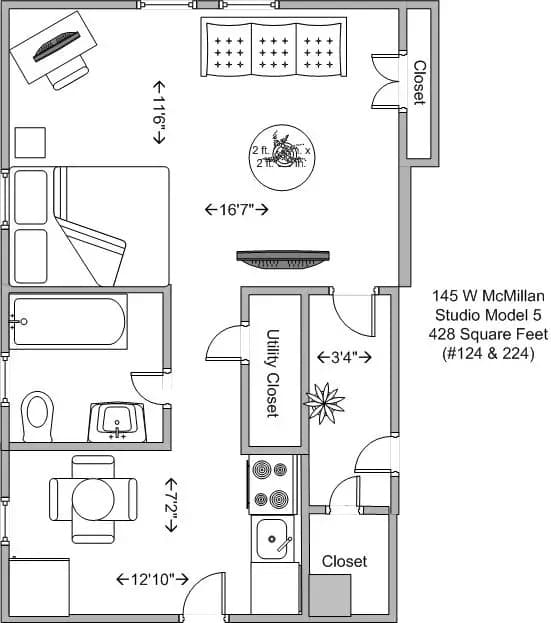 Cincinnati apartments for rent - image - Majestic- 0BR Model 5 floor plan.jpg