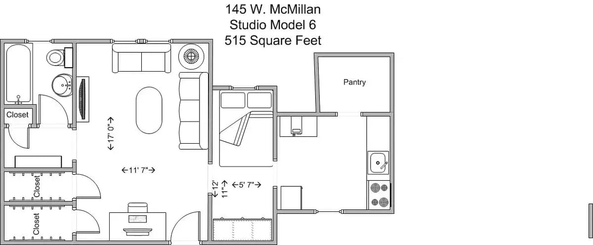 Cincinnati apartments for rent - image - Majestic- 0BR Model 6 floor plan.jpg