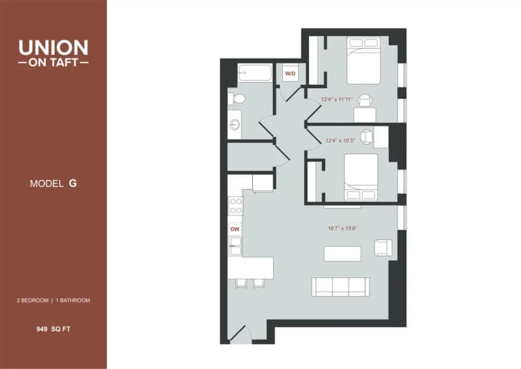 Cincinnati apartments for rent - image - 2 Bedroom Model G.png