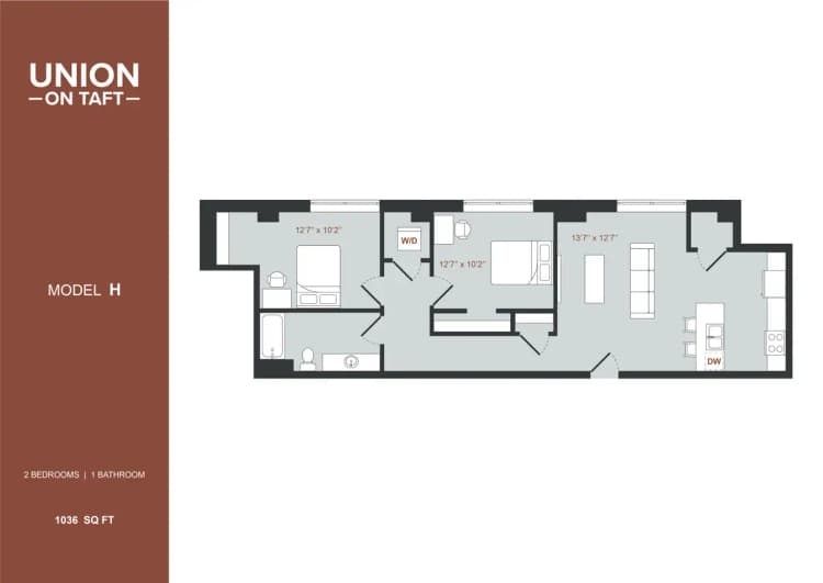 Cincinnati apartments for rent - image - 2 Bedroom Model H.png