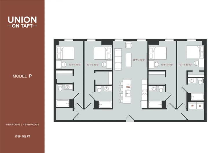 Cincinnati apartments for rent - image - 4 Bedroom Model P.png