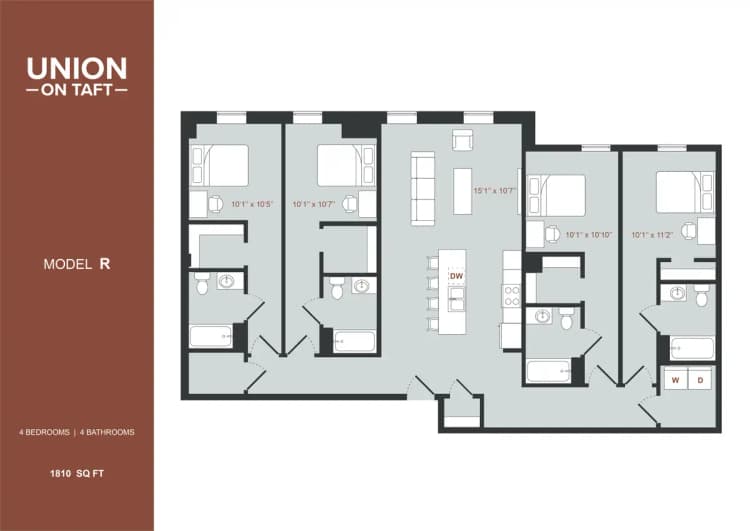 Cincinnati apartments for rent - image - 4 Bedroom Model R.png