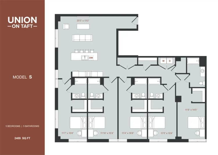 Cincinnati apartments for rent - image - 5 Bedroom Model S.png