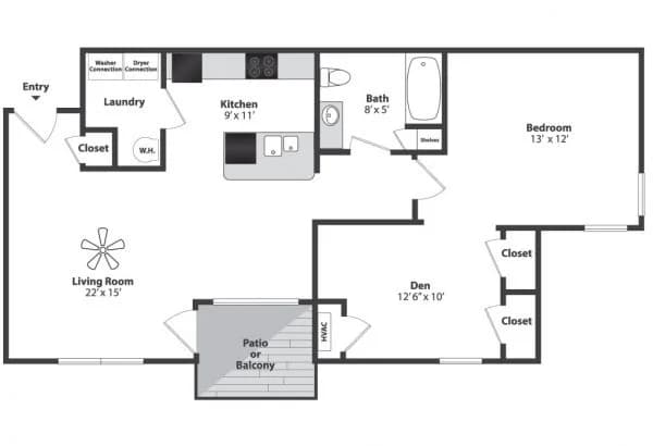 Cincinnati apartments for rent - image - Cedar 1 Bedroom Den