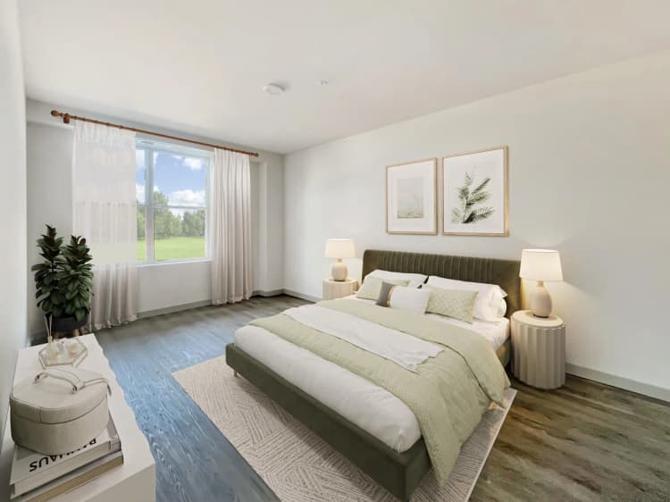 Cincinnati apartments for rent - image - Altura Apartments large bedrooms featuring spacious closets, woodgrain flooring, and ample natural light from windows.