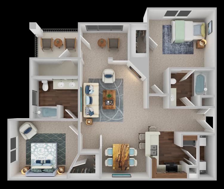 Cincinnati apartments for rent - image - madrid-2bed-2bath-plan.webp