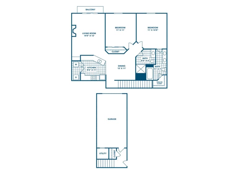 Cincinnati apartments for rent - image - 2 Bedroom | 2 Bath | 1007 SF | Attached Garage Available