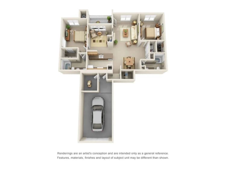 Cincinnati apartments for rent - image - 2 Bedroom | 2 Bath | 1338 SF | Attached Garage Available