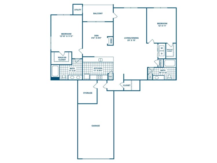 Cincinnati apartments for rent - image - 2 Bedroom | 2 Bath | 1338 SF | Attached Garage Available