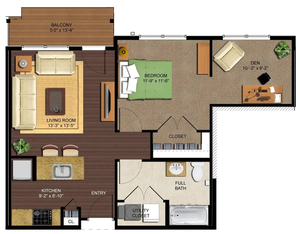 undefined apartments for rent - image - VOV- 1BR + Den Model D floor plan.jpg