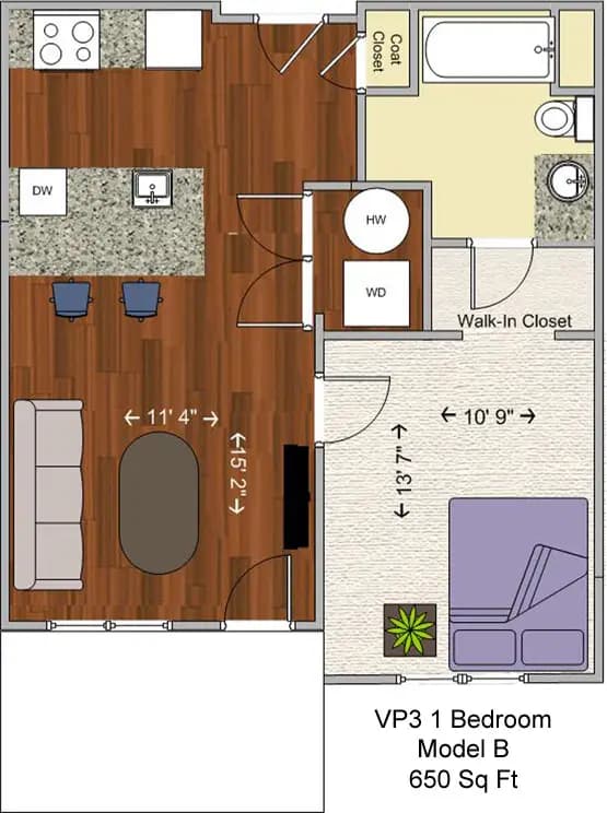 undefined apartments for rent - image - VP3- 1BR Model B floor plan.jpg