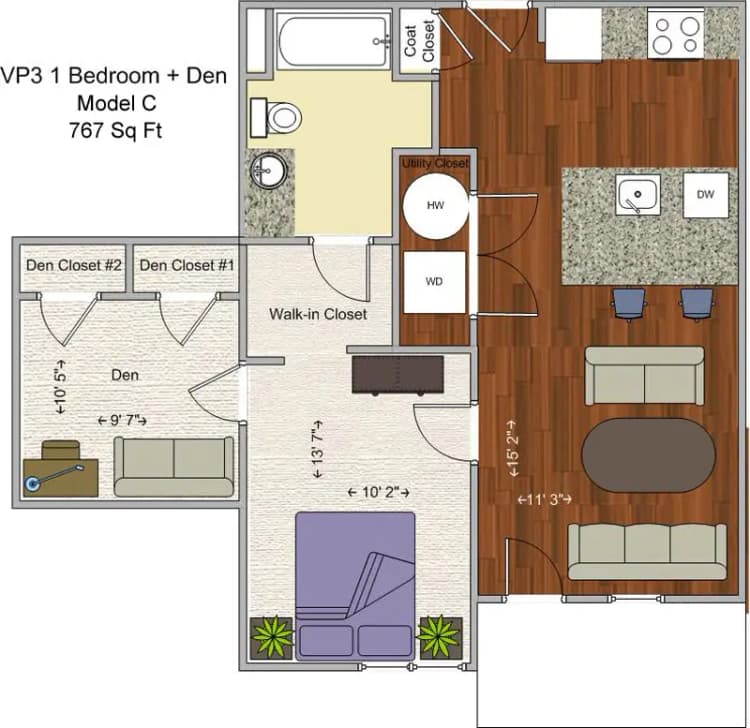 undefined apartments for rent - image - VP3- 1BR+Den Model C floor plan.jpg