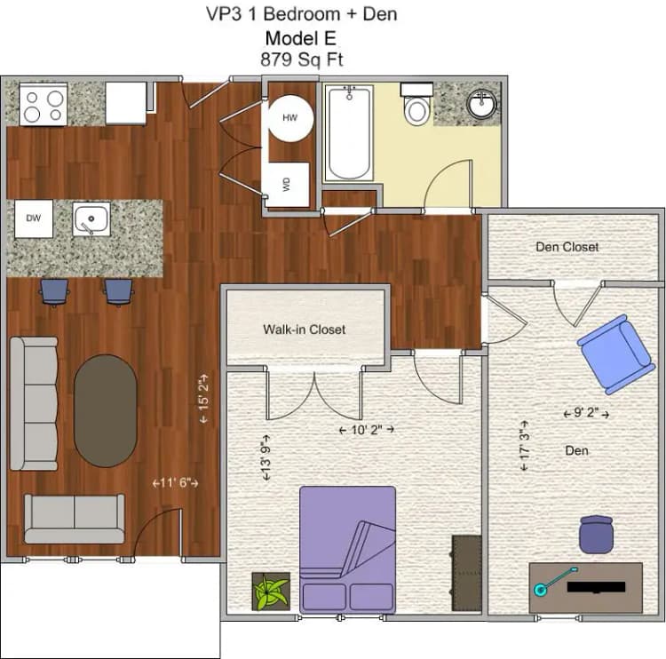 undefined apartments for rent - image - VP3- 1BR+Den Model E floor plan.jpg