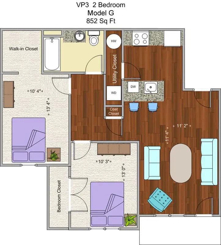 undefined apartments for rent - image - VP3- 2BR Model G floor plan.jpg