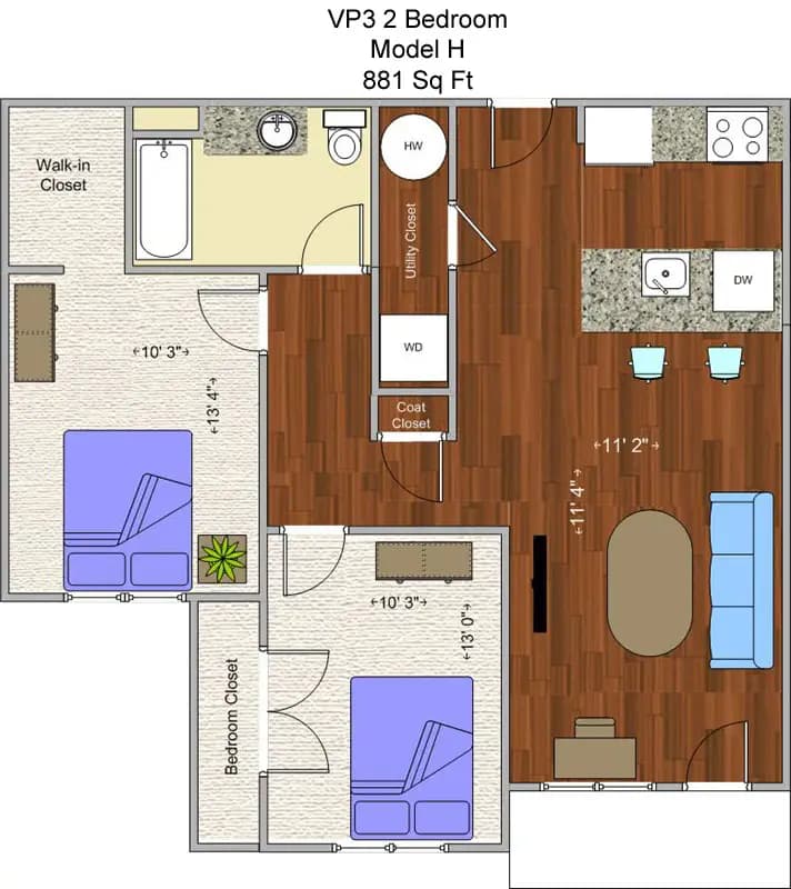undefined apartments for rent - image - VP3- 2BR Model H floor plan.jpg