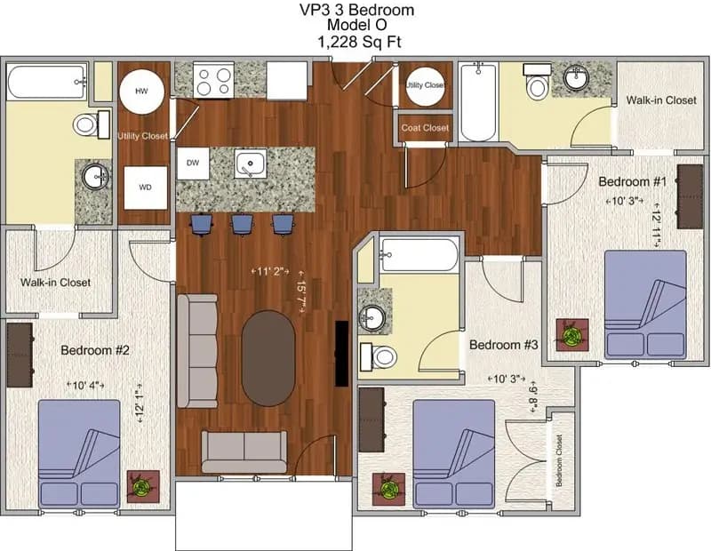 undefined apartments for rent - image - VP3- 3BR Model O floor plan.jpg