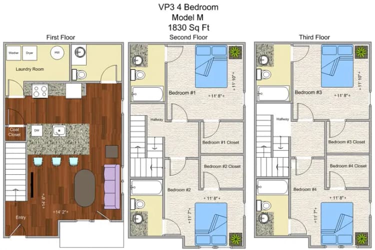 undefined apartments for rent - image - VP3- 4BR Townhome Model M floor plan.jpg