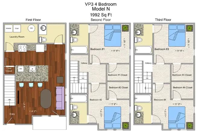 undefined apartments for rent - image - VP3- 4BR Townhome Model N floor plan.jpg