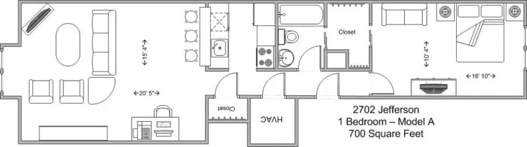 undefined apartments for rent - image - 2702 Jefferson- 1BR Model A floor plan.jpg