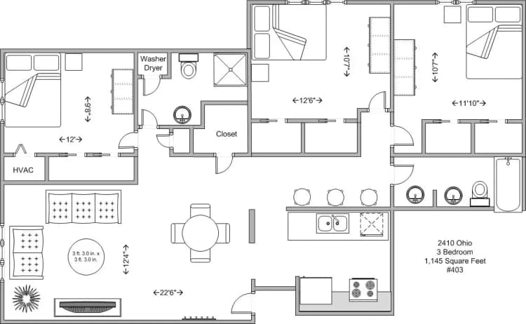 undefined apartments for rent - image - 2410 Ohio- 3BR floor plan.jpg