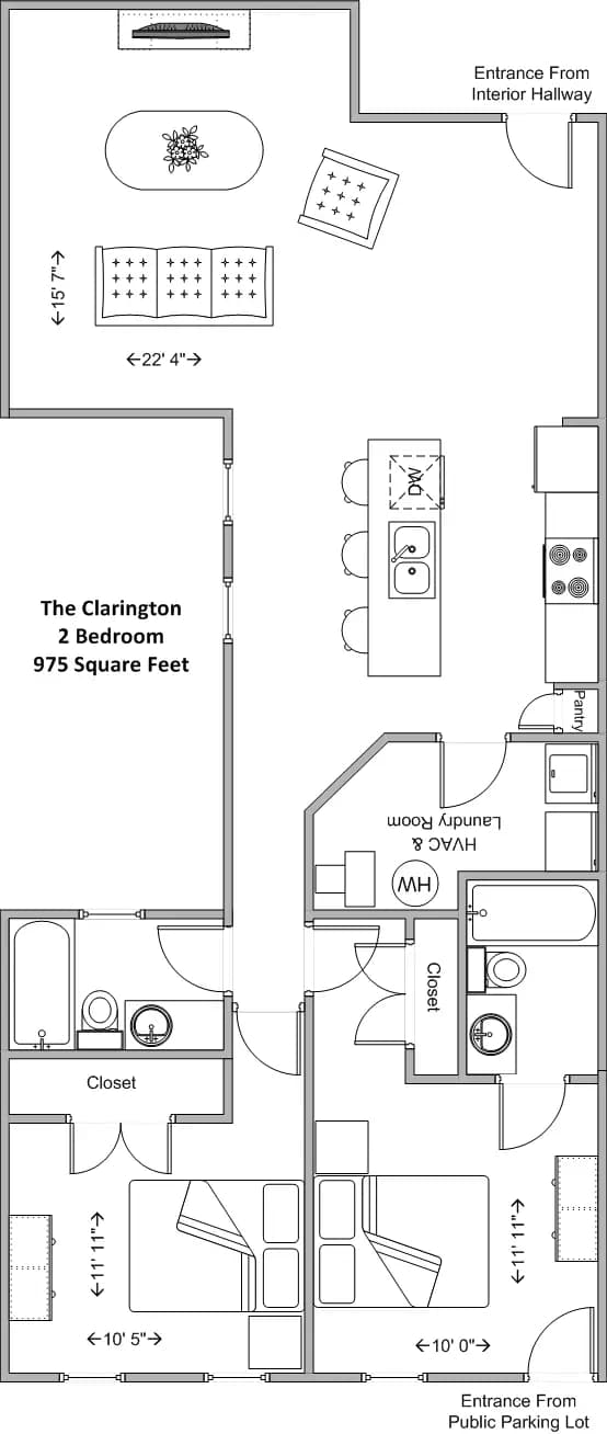 undefined apartments for rent - image - 2617 Short Vine (The Clarington)- 2BR floor plan.jpg